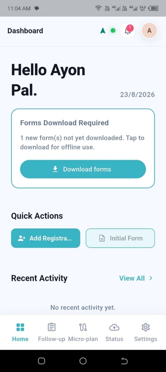 Add Registration button in Dashboard Quick Actions