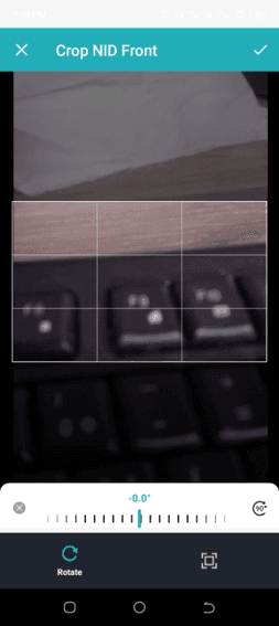 Cropping the NID front photo with the rotate control