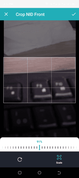 Cropping the NID front photo with the scale control