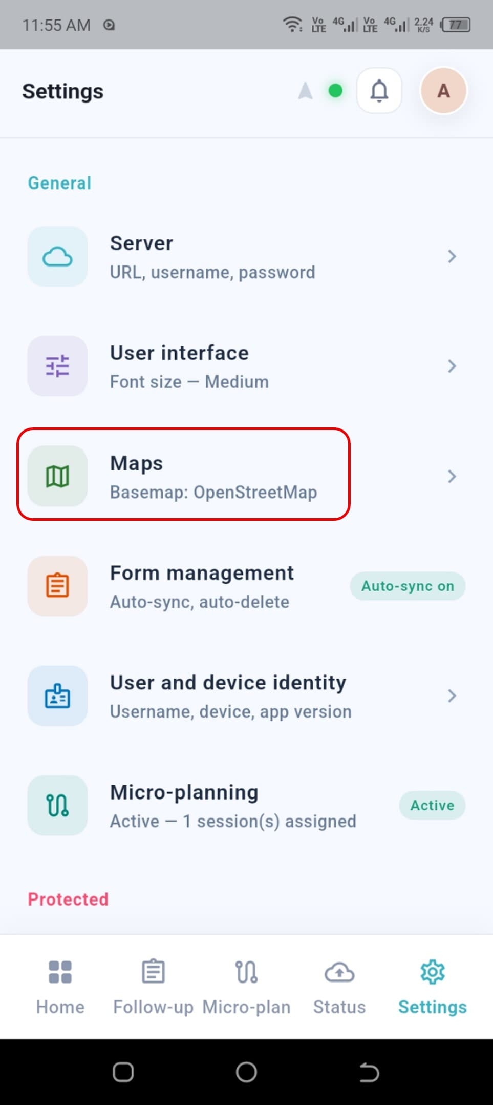 Maps settings