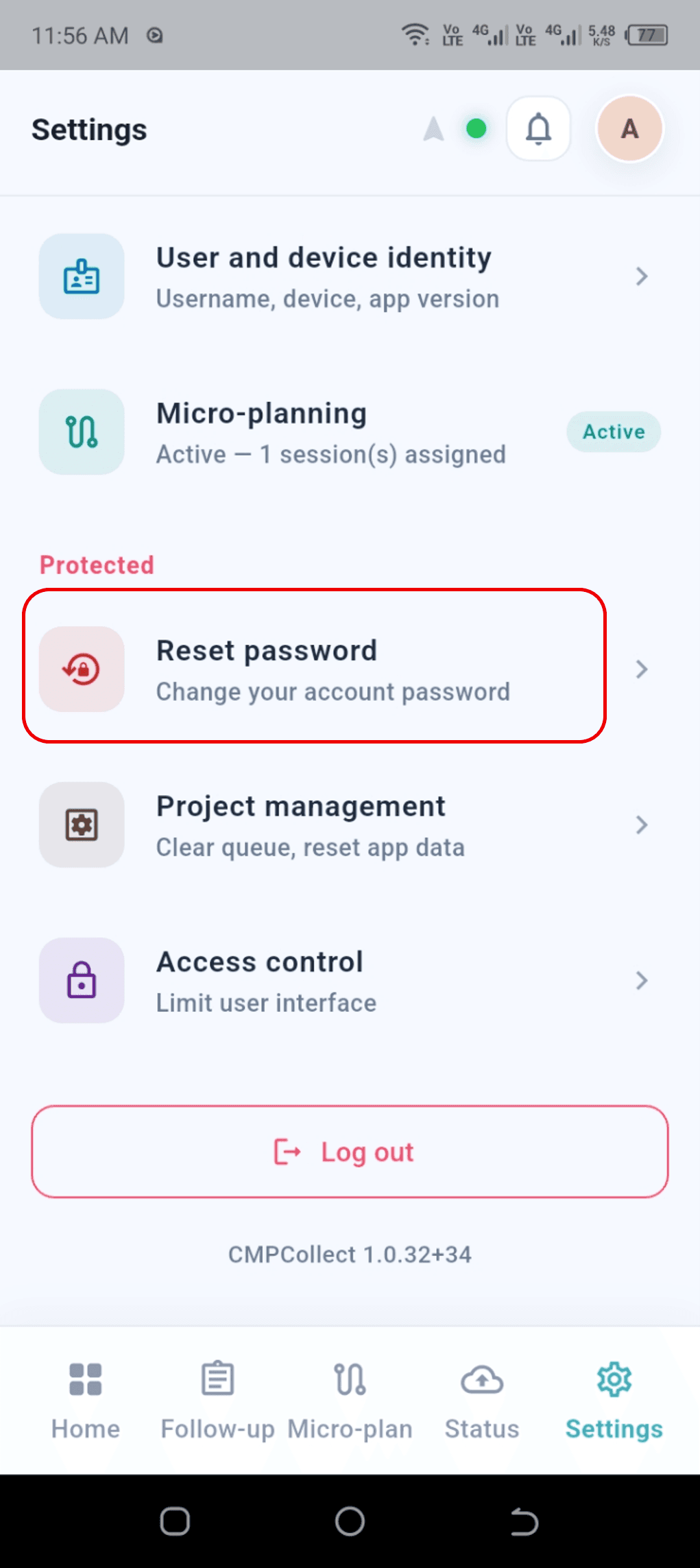 Password Reset settings