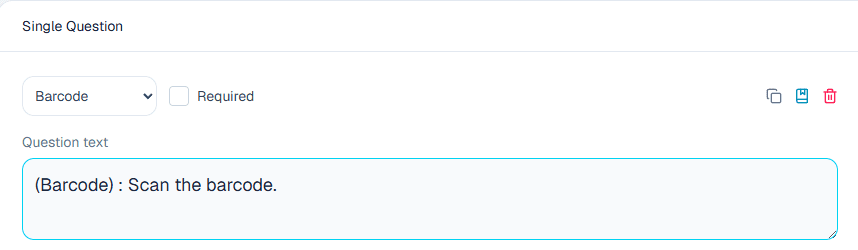 Barcode setup in the ComMicPlan question builder